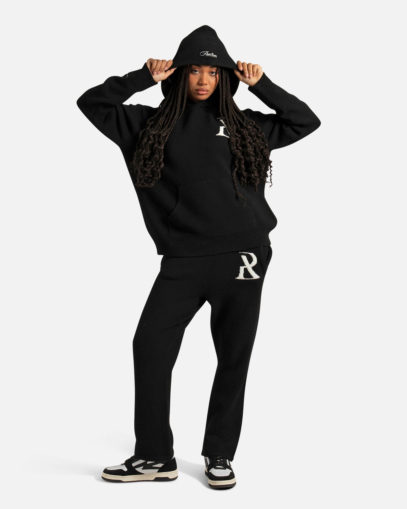 SSS Realism Radiant Knit Hoodie for Men & Women - Soft & Comfortable Pullover Sweatshirt - Black - Perfect for Casual Wear, Gym & Outdoor Activities