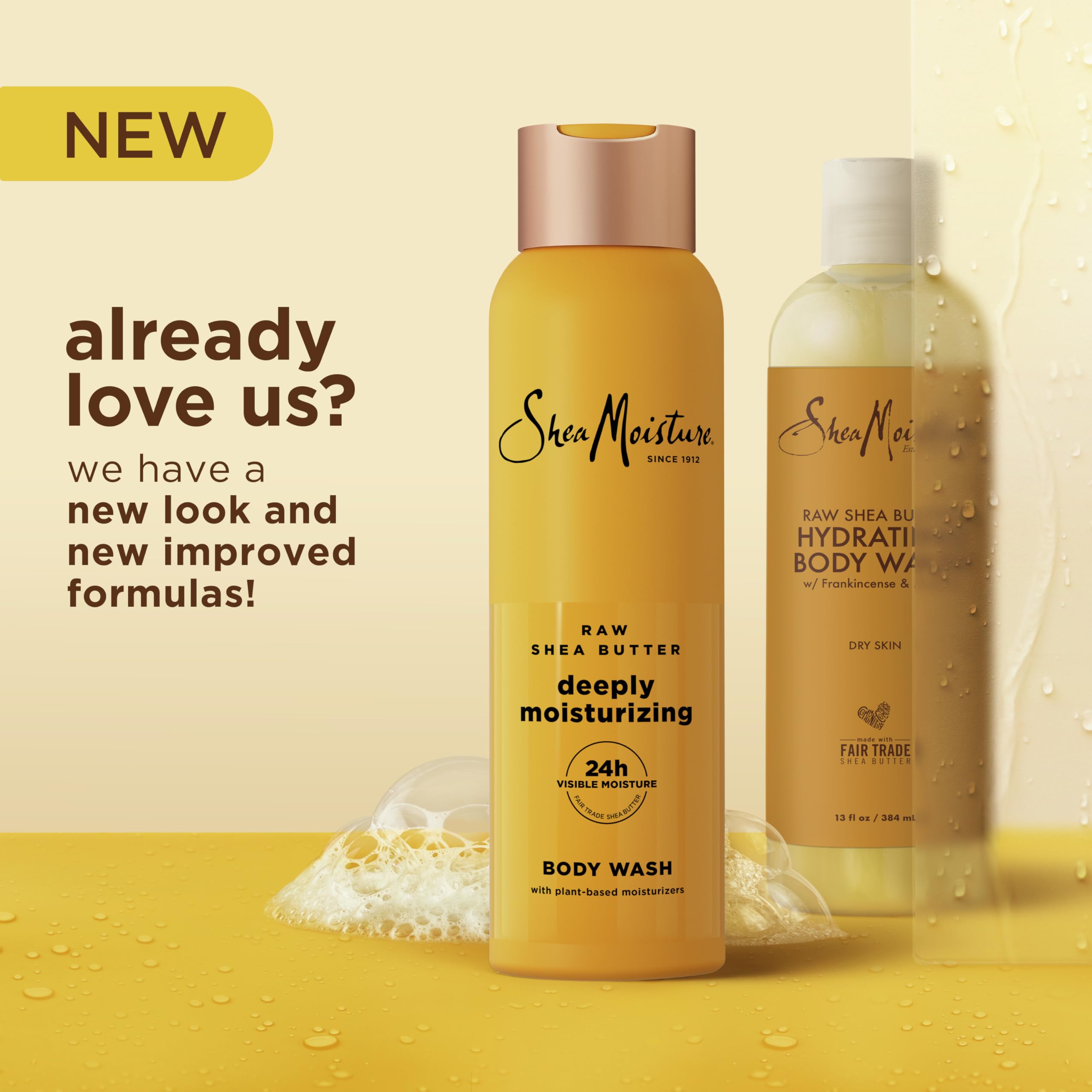 SheaMoisture Raw Shea Butter Body Wash - 24H Deep Moisturizing & Restoring Body Wash for Healthy Glowing Skin - 18 oz - Perfect for Dry Skin Care & Daily Shower Hydration