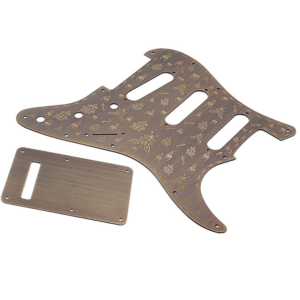 Aluminum Alloy Guitar Pickguard & Backplate Set for ST Style Electric Guitar - Bronze Finish | Scratch Protection & Enhanced Aesthetics for Performances & Studio Recordings