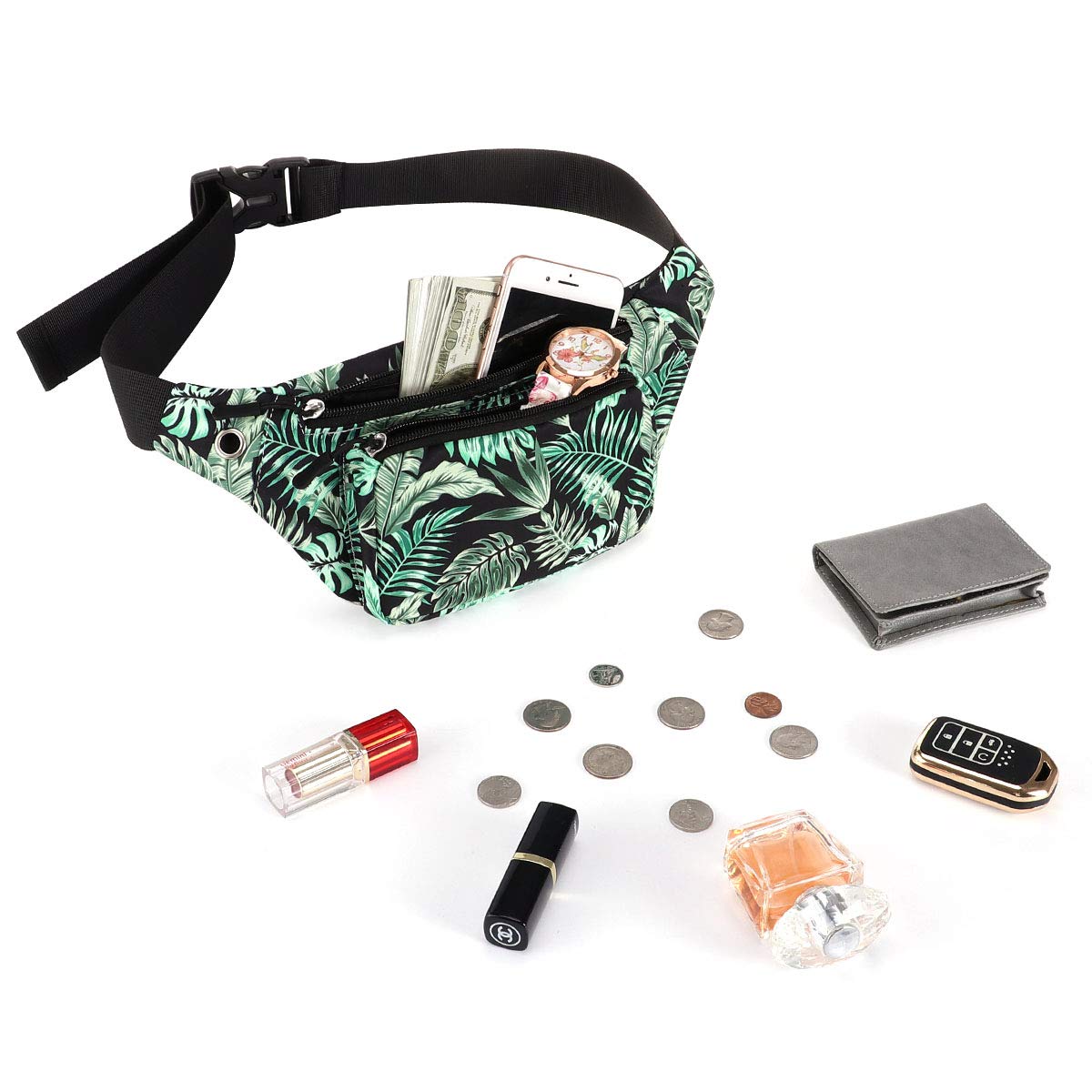 KAMO Water Resistant Fanny Pack - Durable Polyester Waist Bag & Sling Backpack for Men Women - Perfect for Hiking, Travel, Running & Outdoor Activities