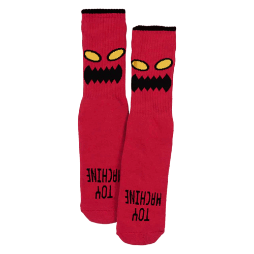 Toy Machine Youth Monster Face Crew Socks - Red Funny Cartoon Socks for Boys & Girls - Perfect for School, Halloween Costumes & Everyday Wear