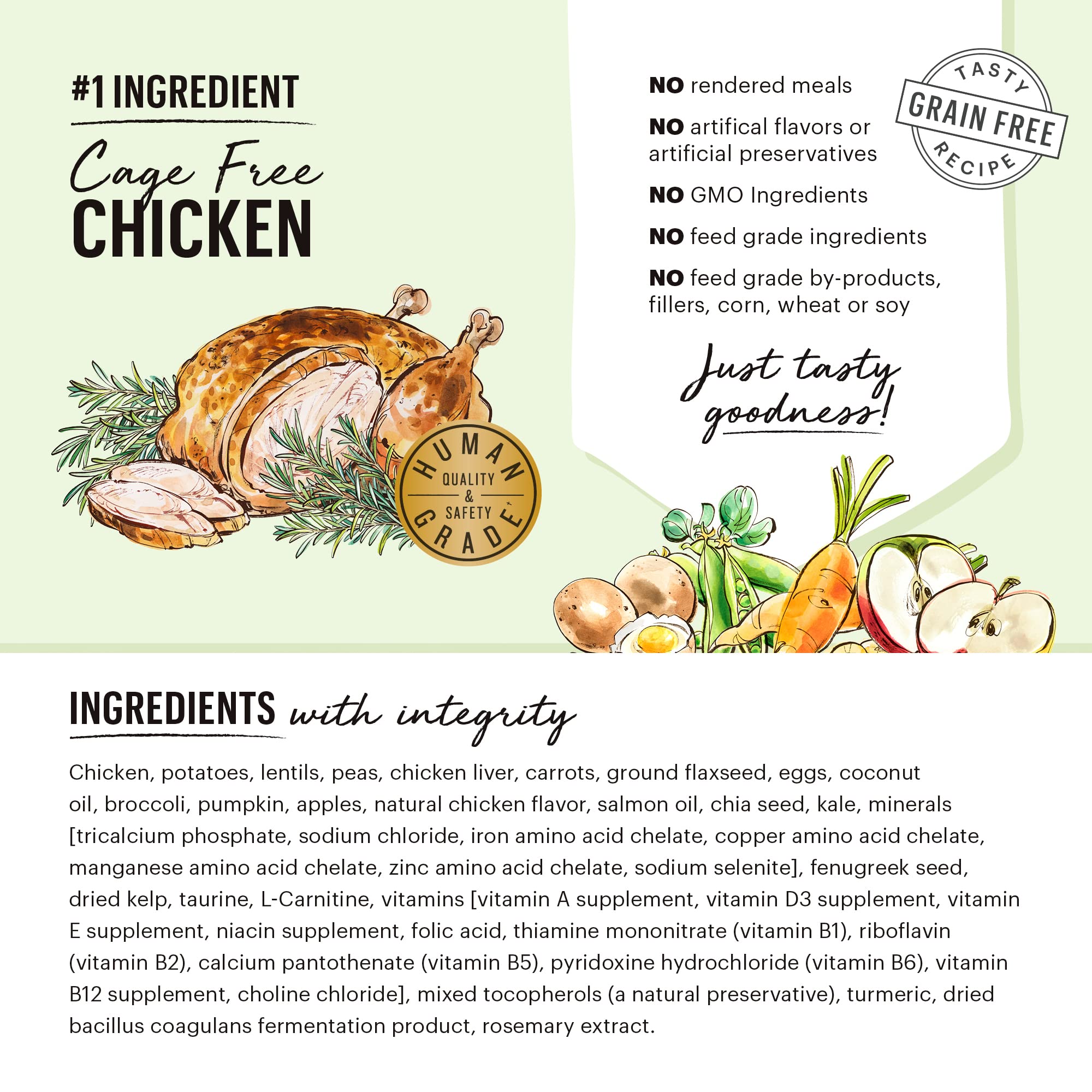 The Honest Kitchen Grain-Free Chicken Dry Dog Food for Puppies - Whole Food Clusters, 1 lb Bag - Perfect for Small Breed Puppies & Sensitive Stomachs