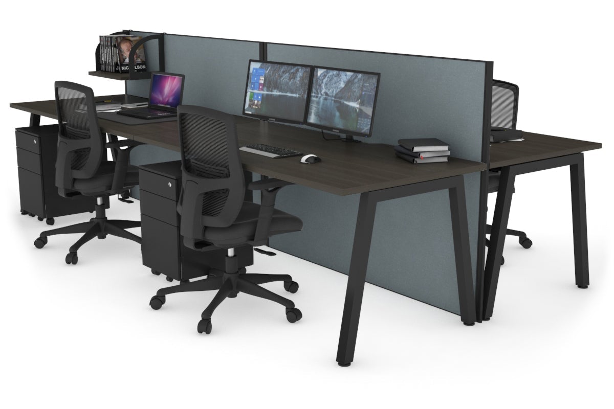 Horizon Quadro 4-Person Office Workstation Bench with A-Legs - 1600mm x 800mm Dimensions & Cable Management Scallop - Perfect for Collaborative Workspaces, Coworking Offices & Team Meetings