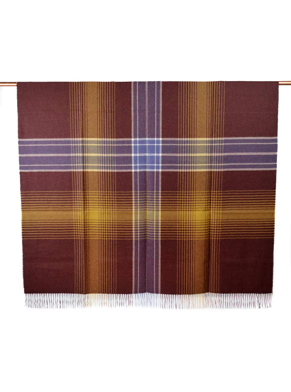 Soft & Cozy 100% Baby Alpaca Throw Blanket - Luxury Plaid Design (Harvest Plaid) for Home, Sofa & Travel - Perfect Gift for Winter & Cold Weather
