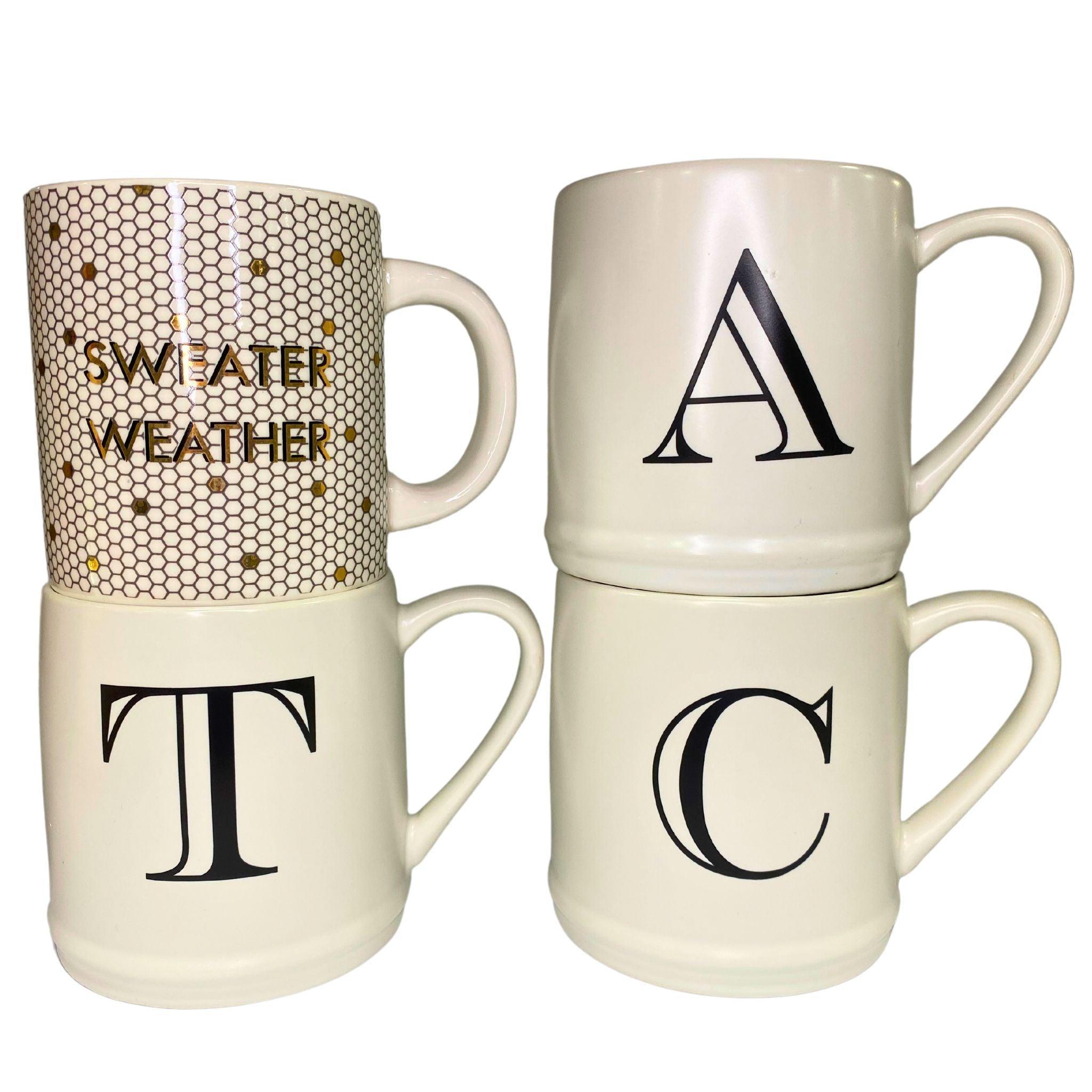 Personalized Monogram Mugs & Sweater Weather Coffee Cups - 60pc Bulk Set - Perfect for Office Gifts, Holiday Parties & Coffee Shop Merchandise