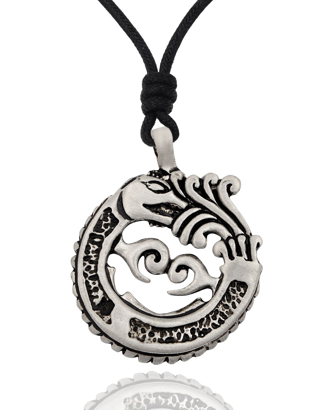 Exquisite Dragon Crest Silver Pewter Charm Necklace - Gothic Fantasy Jewelry for Women - Perfect for Cosplay, LARP, and Medieval-Themed Events