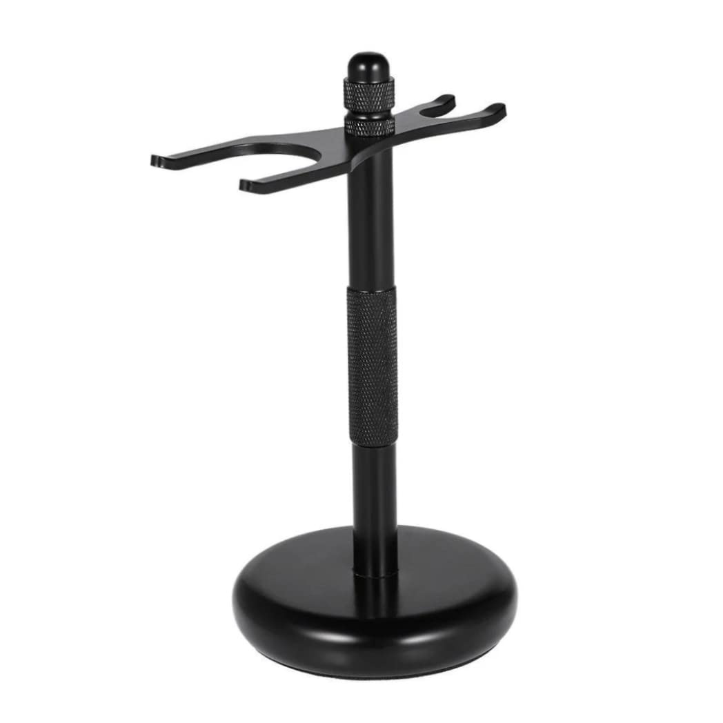 Premium Safety Razor & Shaving Brush Stand with Detachable Base - Durable Metal Razor Holder Organizer for Men's Grooming - Perfect Bathroom Accessory Gift (Black) - Ideal for Wet Shaving Enthusiasts & Classic Barber Setup