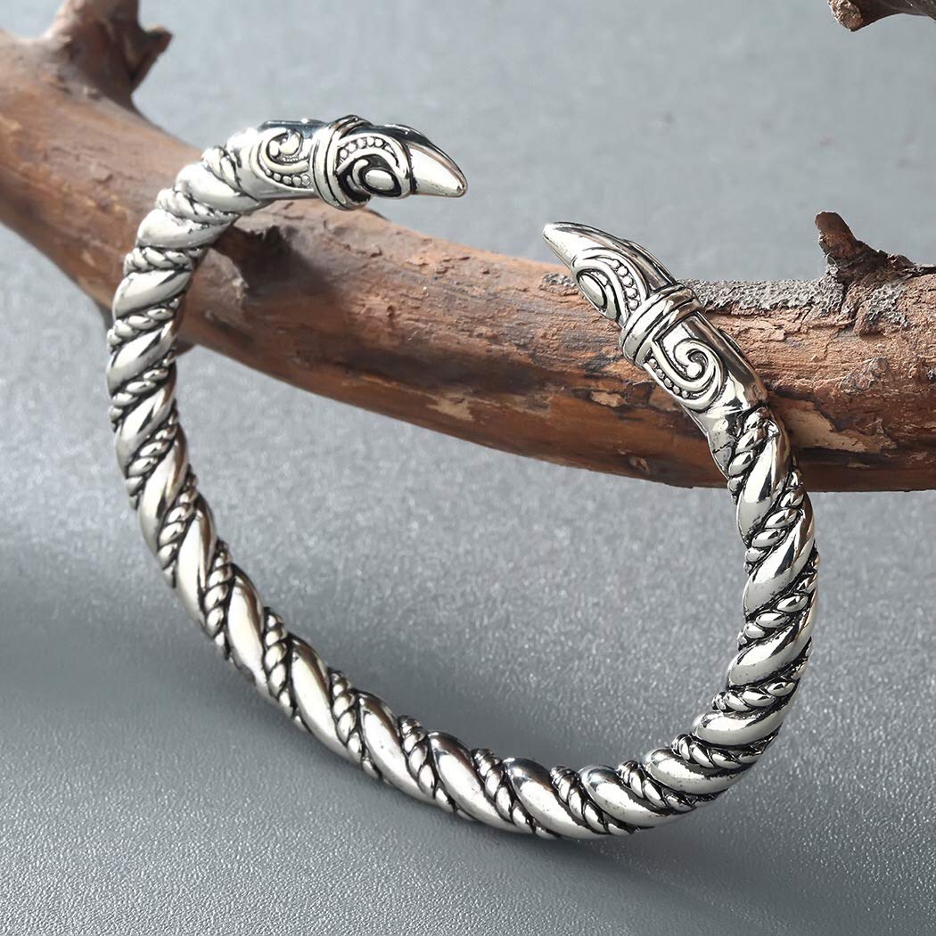 AILUOR Viking Dragon Bracelet for Men - Adjustable Norse Cuff Bangle in Gold & Silver - Pagan Jewelry for Everyday Wear, Gifts & Special Occasions
