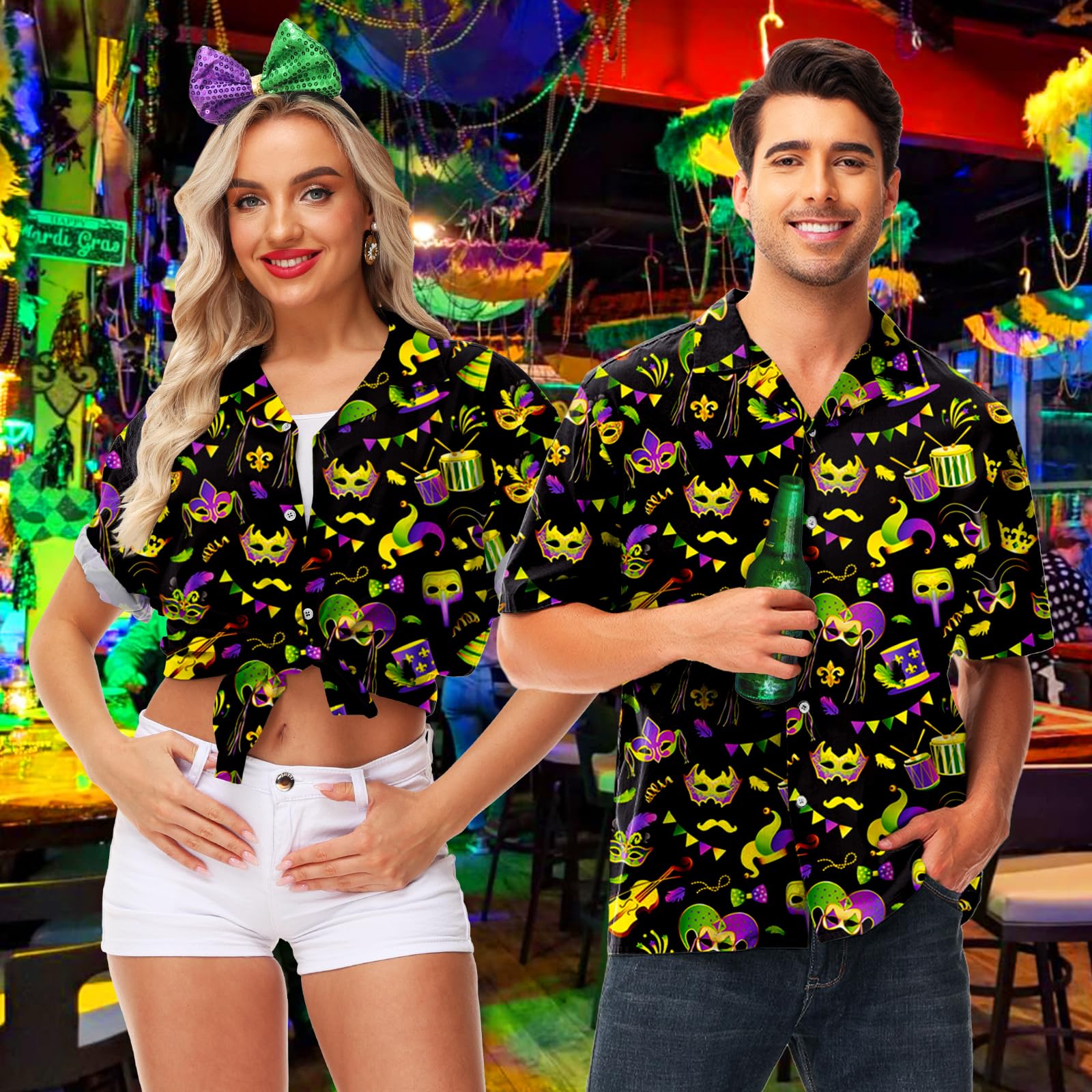 Funny Easter Bunny Egg Hawaiian Shirt for Men - AOBUTE Holiday Party Shirt with Rabbit Design - Perfect for Easter Celebrations, Beach Vacations & Summer Parties