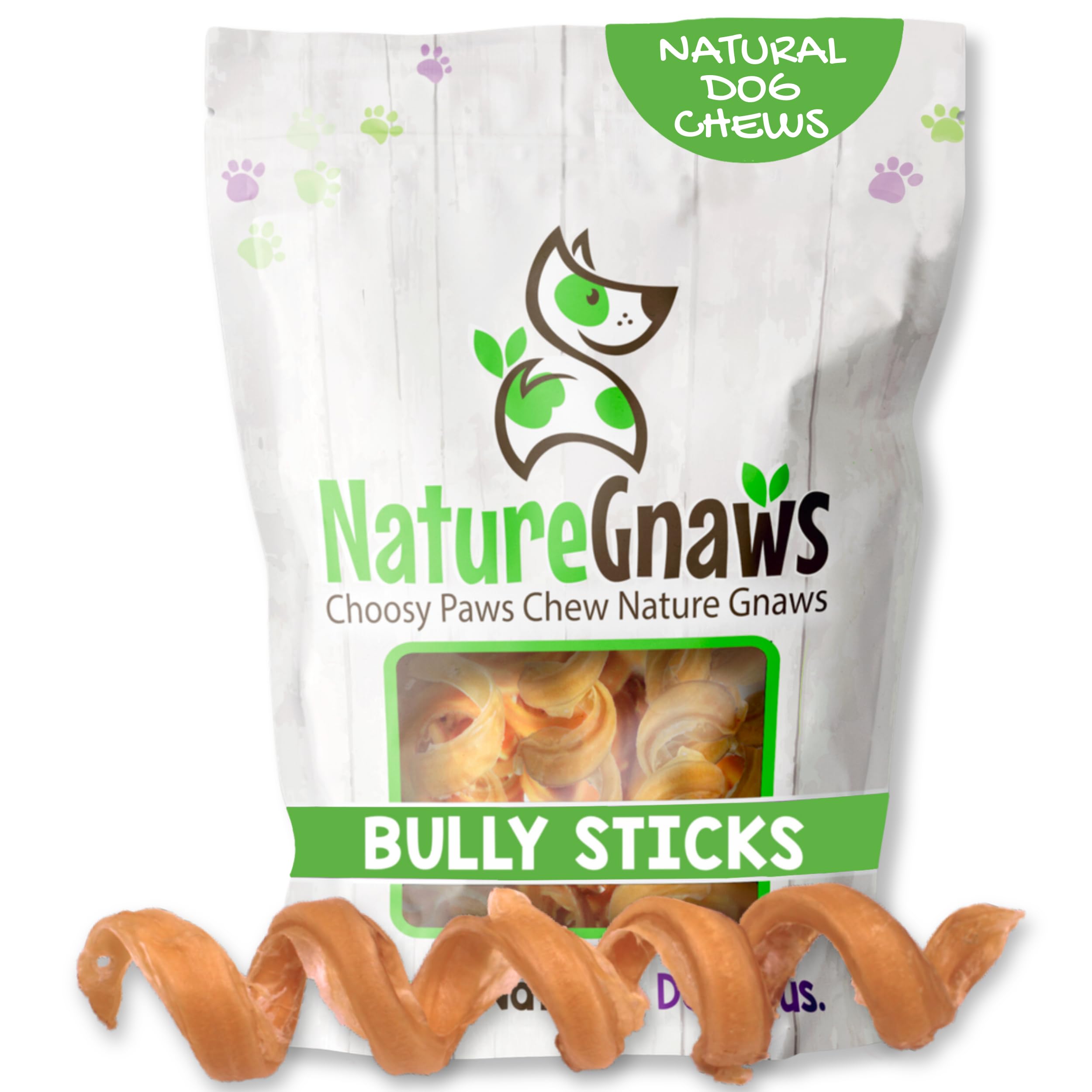 Natural Long-Lasting Bully Stick Springs for Dogs 7-8