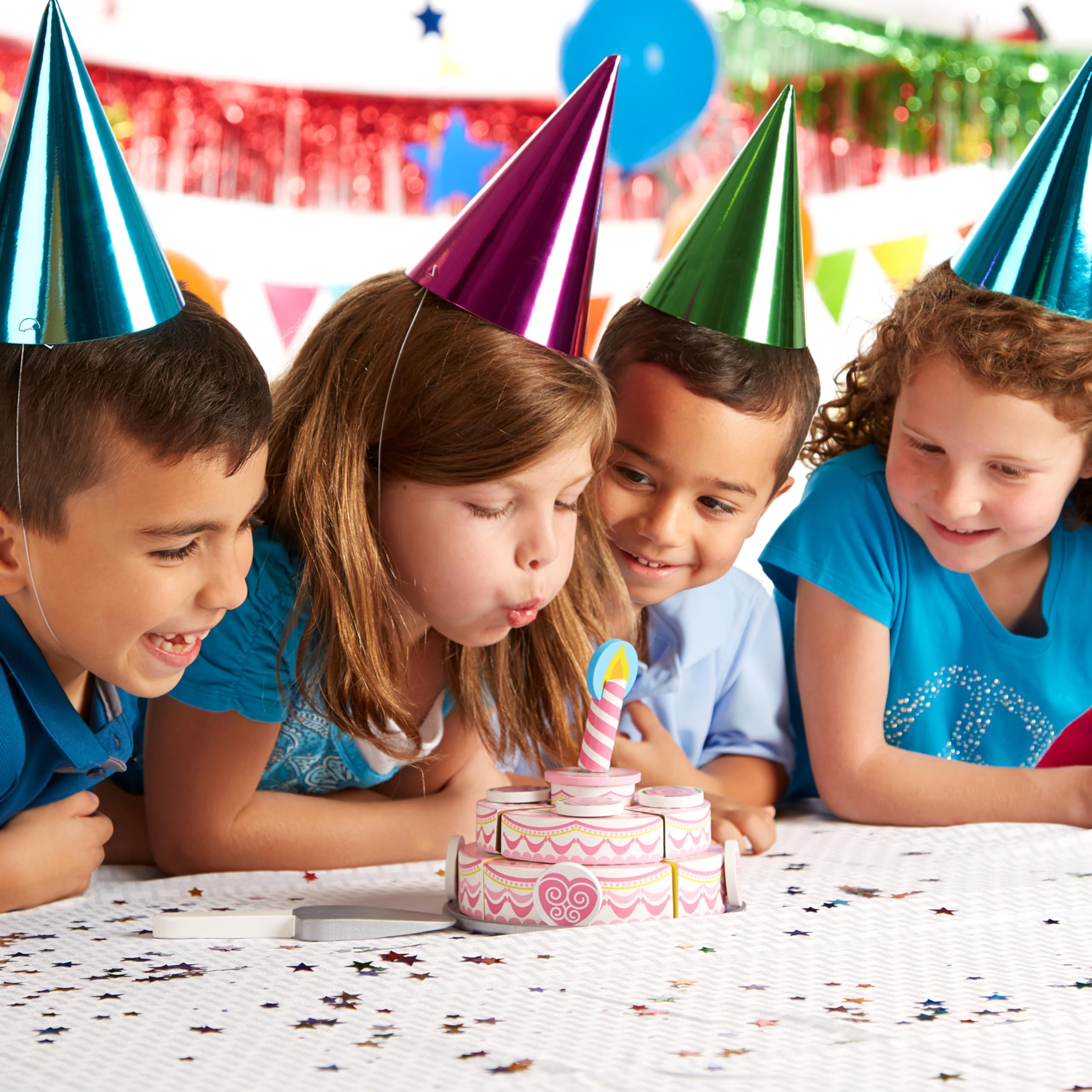 Melissa & Doug Triple-Layer Wooden Birthday Cake Play Food Set - Pretend Play Toy for Kids Ages 3+, Perfect for Birthday Parties & Preschool Learning Activities