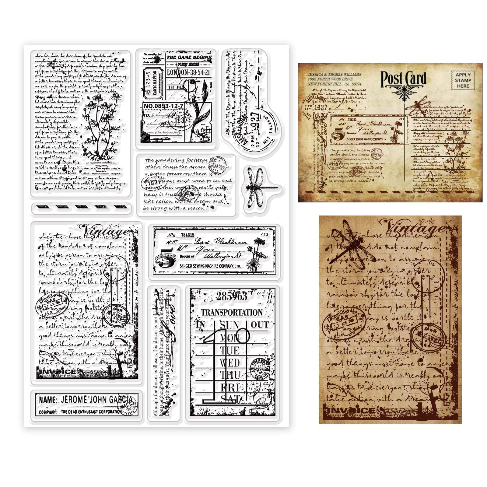 Vintage Daisy & Dragonfly Clear Silicone Stamps Set - 6.3x4.3 Inch DIY Scrapbooking Supplies for Handmade Cards, Photo Albums, Journals - Perfect for Wedding Invitations, Gift Wrapping & Home Decor