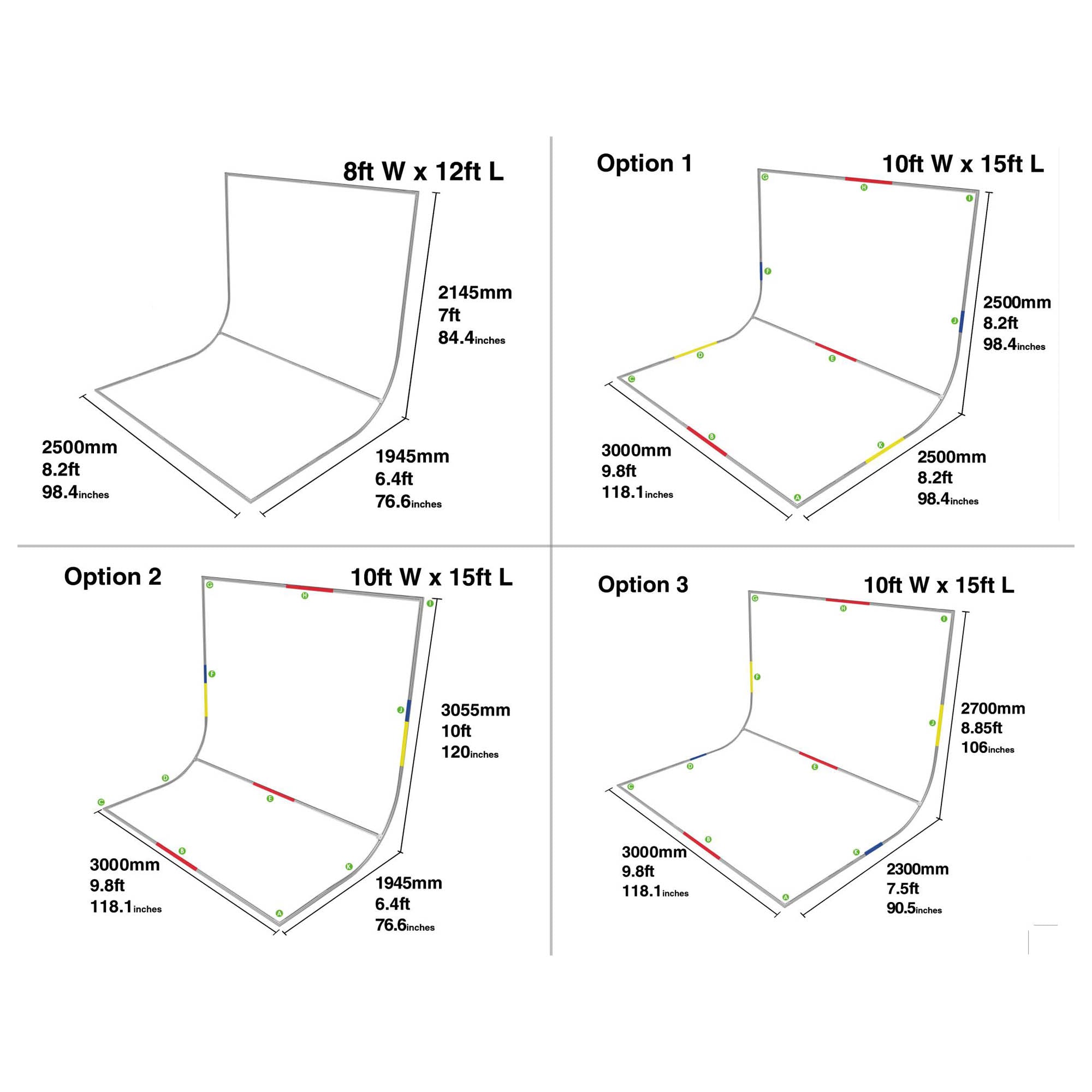 EasiFrame Curved Fabric Cyclorama System Frame Extension Kit V2 - Professional Photography Backdrop for Studio, YouTube & Product Shoots