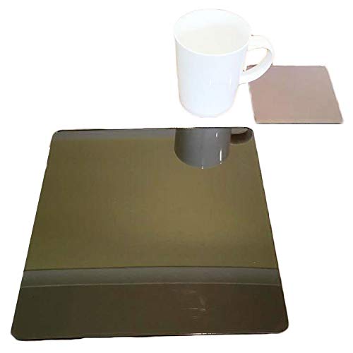 Premium Bronze Mirror Square Placemat and Coaster Set - 6 Placemats & 6 Coasters - Elegant Table Decor for Dining, Parties, and Home Styling
