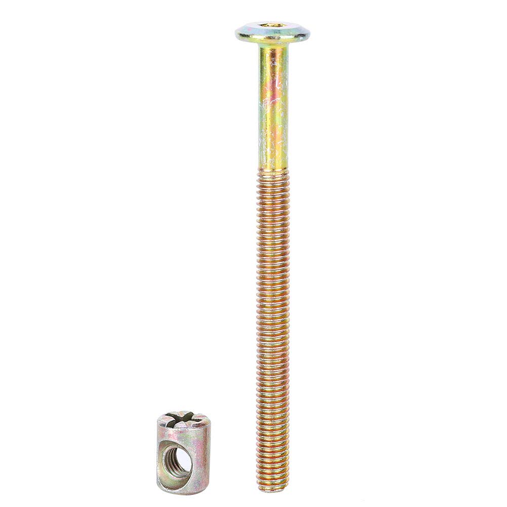 10 Pack M6 x 100mm Barrel Bolt Nuts - Heavy Duty Bunk Bed Bolts & Cross Dowel Set with Hex Drive Socket - Carbon Steel Furniture Connector Screws for Beds, Cribs, Cots & DIY Furniture Projects - Perfect for Bed Frame Assembly & Furniture Repair