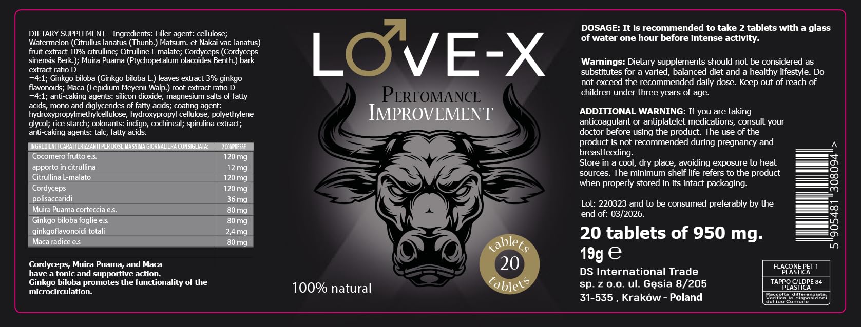 Love-X 20 Tablets - Premium Male Enhancement Supplement for Performance & Stamina - Boost Confidence in the Bedroom & Intimate Moments