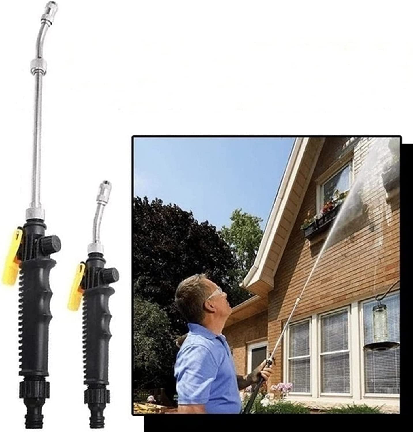 2-in-1 High Pressure Power Washer with Adjustable Hose Jet Nozzle - Portable Metal Garden Sprinkler for Car Cleaning, Pet Washing & Outdoor Use - Perfect for Home, Lawn, Driveway & Patio Cleaning (30CM)