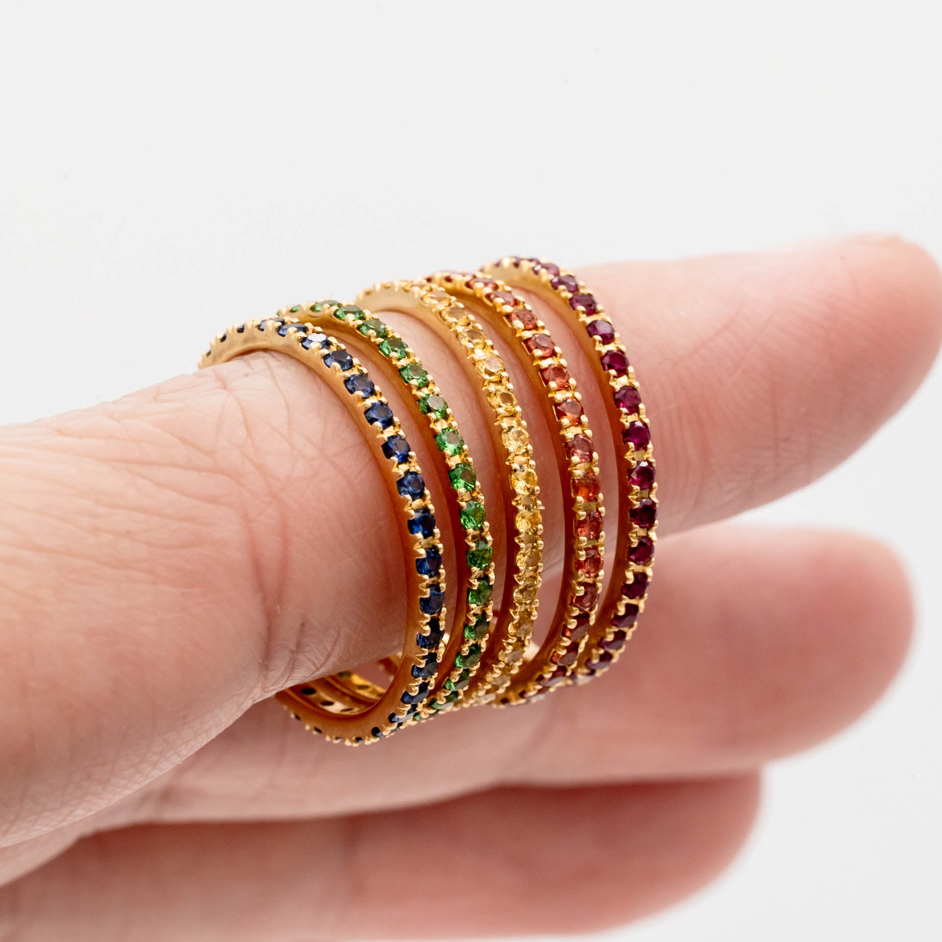 14K Gold Gemstone Eternity Band Ring for Women - Stackable Wedding Band, Anniversary Gift for Her - Perfect for Bridal Jewelry & Special Occasions