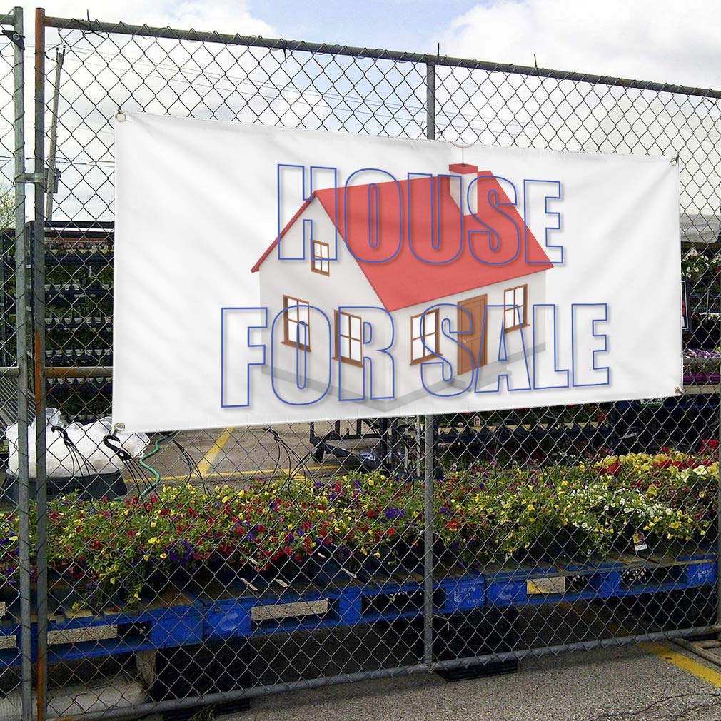 Custom Vinyl Banner for Sale - Durable Outdoor Weatherproof House for Sale Sign with 10 Grommets (60x144 Inches) - Perfect for Real Estate Advertising, Yard Signs, and Business Promotion