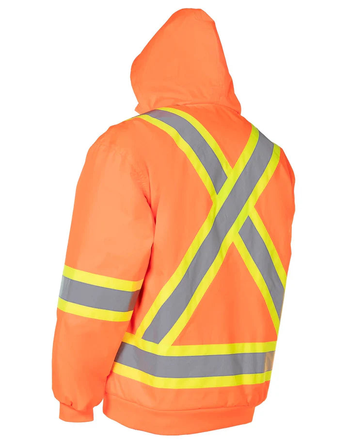 Forcefield Hi Vis 6-in-1 Removable Bomber Jacket for Men - High Visibility Safety Work Jacket with Reflective Strips - Ideal for Construction, Road Work & Night Driving