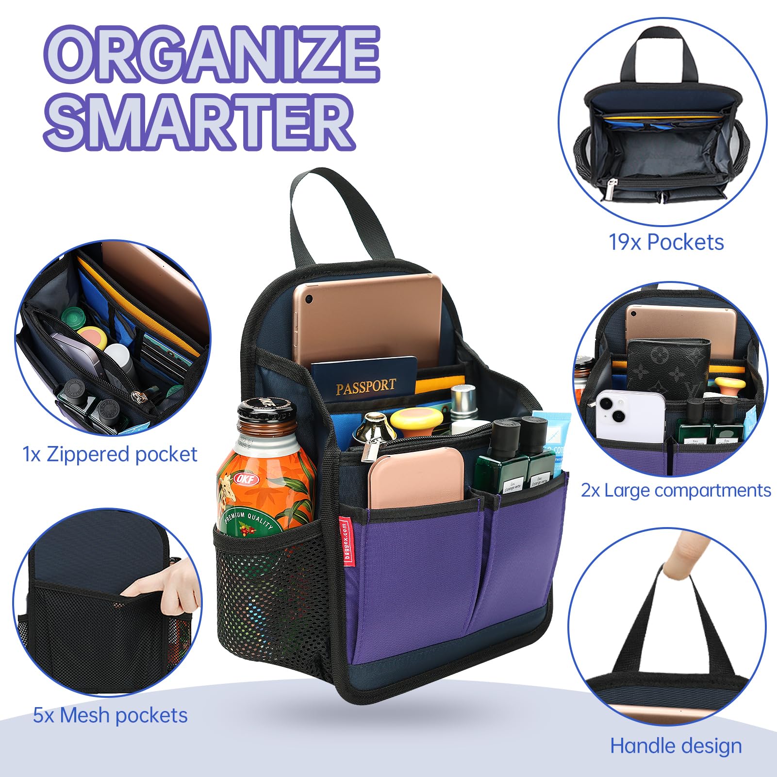 Backpack Organizer Insert for Women & Men - Waterproof Travel Bag Organizer with Multiple Pockets - Perfect for School, Office, Hiking, and Daily Use
