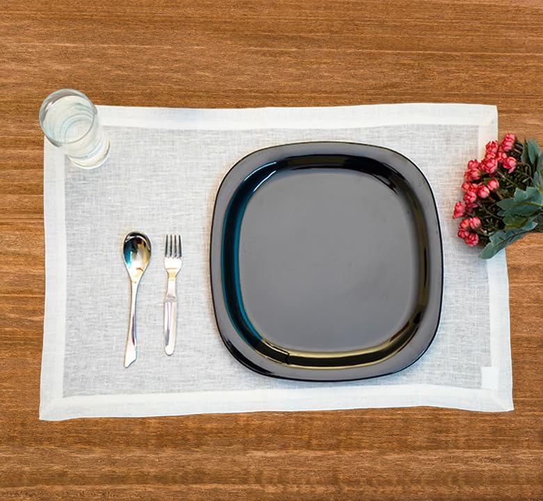 Premium 100% French Flax Linen Placemats Set of 12 (14x19 Inch) - Stone Washed for Softness & Durability, Heat Resistant Table Mats for Dining Room Decor in Antique White - Perfect for Dinner Parties, Holiday Gatherings & Everyday Use