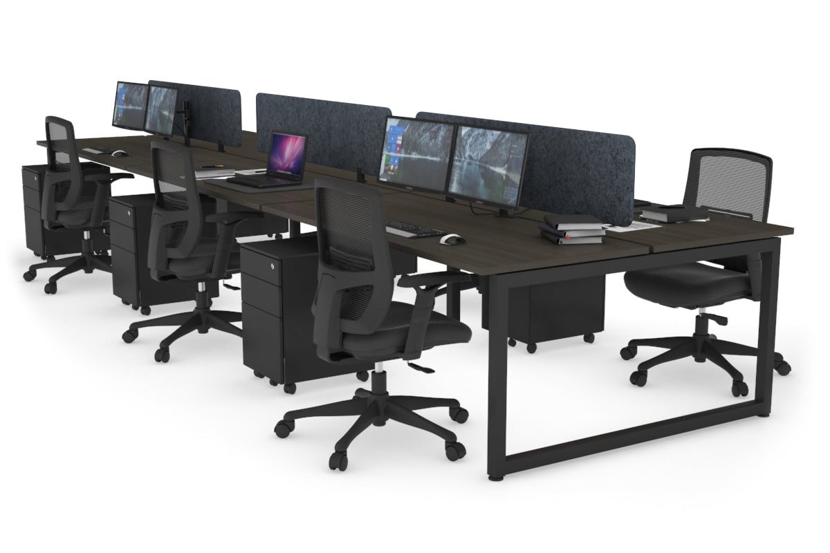 Quadro Loop Legs 6-Person Office Workstation Desk - 1400L x 700W Dimensions - Perfect for Collaborative Workspaces & Team Projects