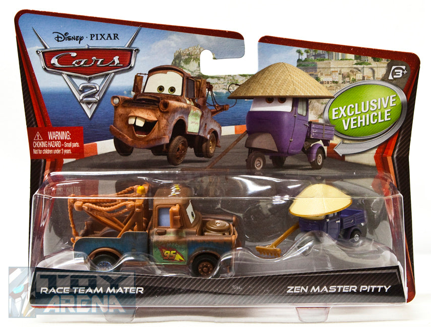 Disney Pixar Cars 2 Movie Race Team - Mater & Zen Master Pitty 2-Pack Toy Cars for Kids | Collectible Diecast Vehicles for Play & Display | Birthday Gifts, Room Decor, Racing Game Accessories