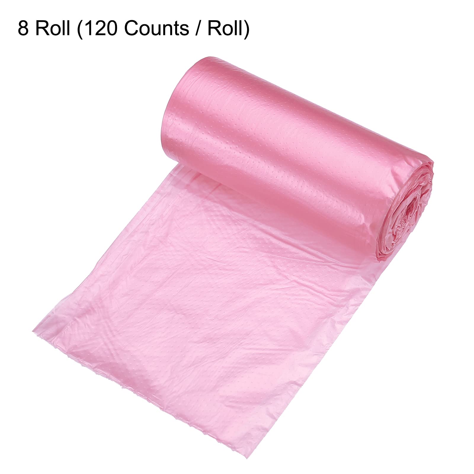 Meccanity Small Trash Bags 0.5 Gallon - Mini Garbage Bags for Desktop & Bathroom Trash Cans, Pink (8 Rolls/240 Counts) - Perfect for Office, Bedroom, and Small Spaces