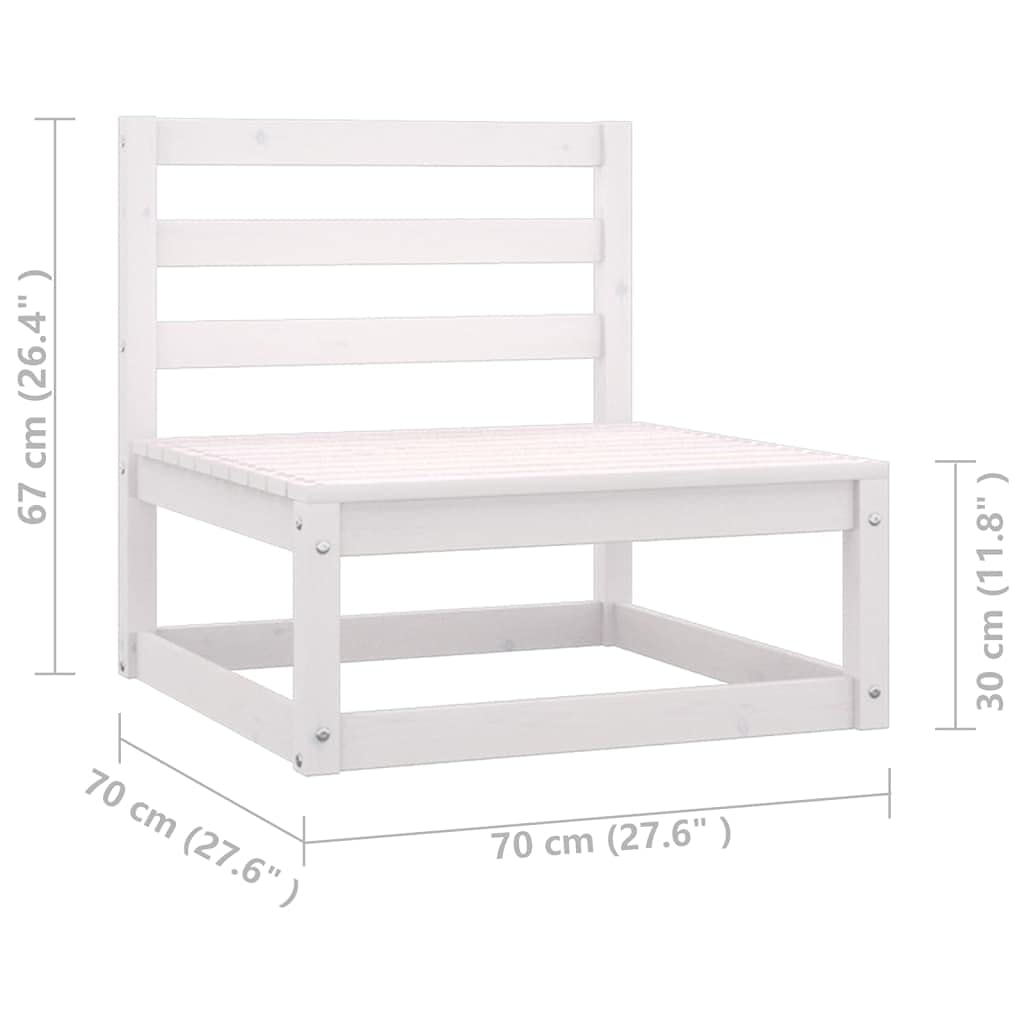 14-Piece White Solid Pinewood Garden Lounge Set with Cushions - All-Weather Outdoor Patio Furniture Sectional Sofa Conversation Set with Dining Table & Chairs for Backyard, Poolside, and Garden Relaxation