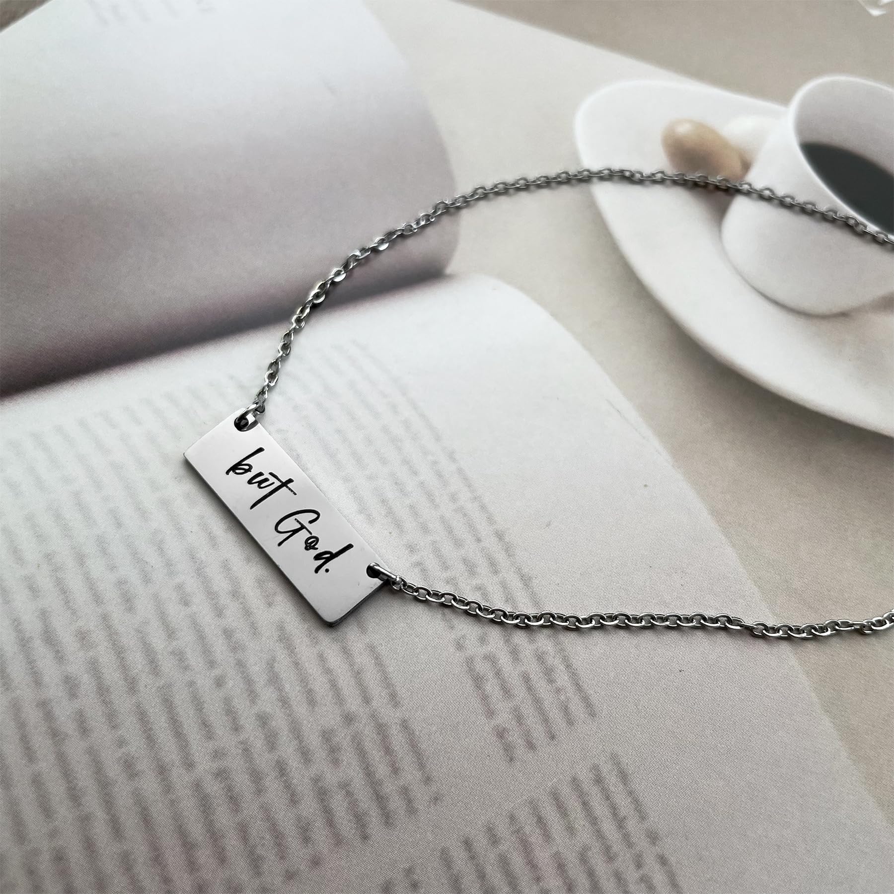 But God Necklace - Christian Jewelry with Bible Verse, Stainless Steel Faith Necklace for Women, Inspirational Gift for Church, Prayer & Daily Encouragement