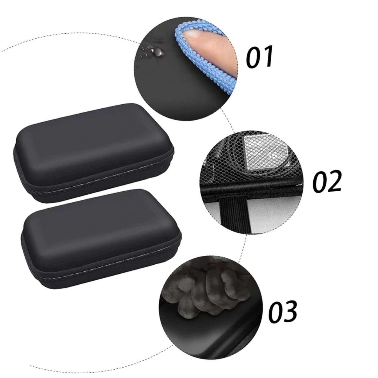 GAROZATION 2-Pack Compact EVA Electronics Organizer Pouch - Waterproof Storage Case for Hard Drives, Cables, Chargers & Gadgets - Perfect for Travel, Office & Home Organization