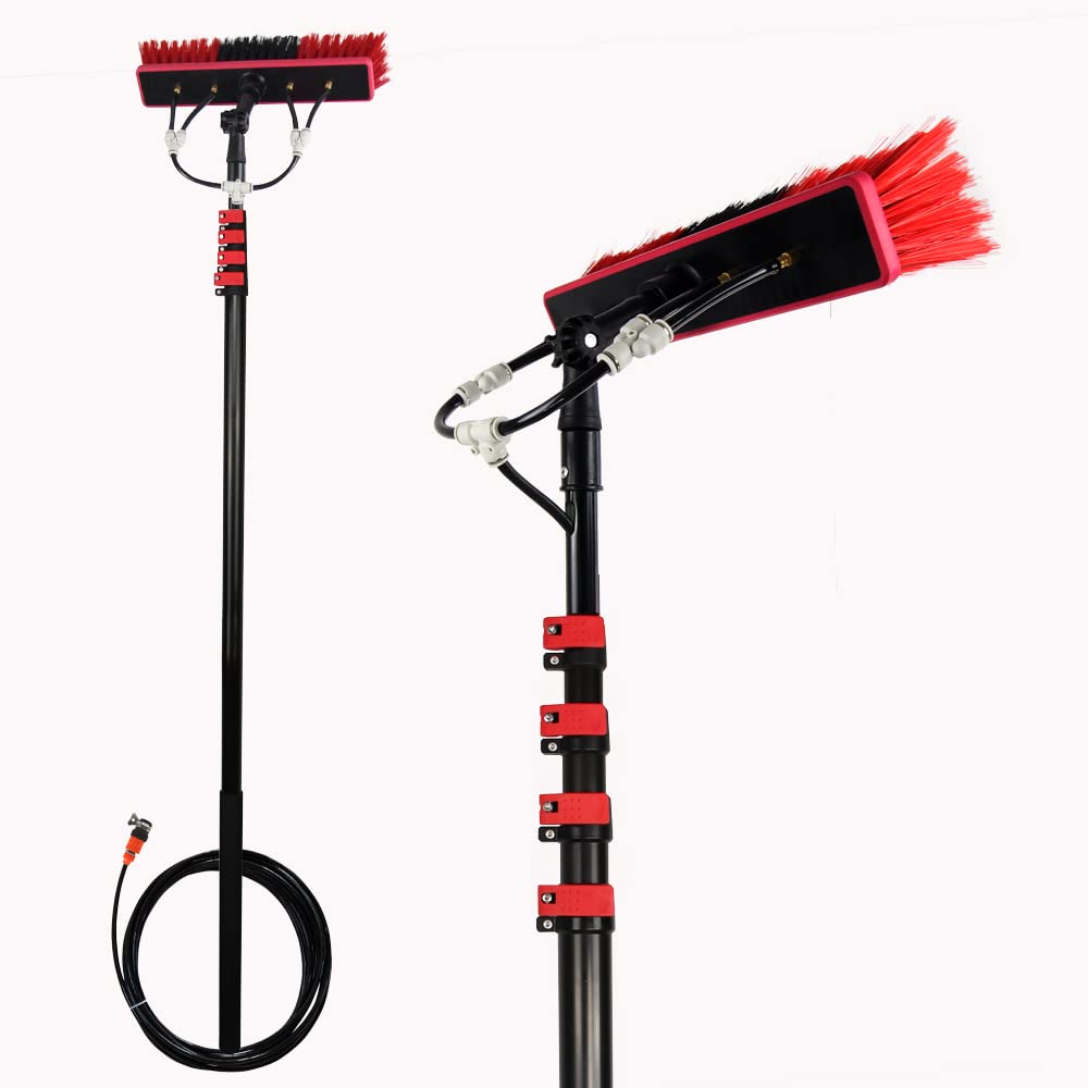 **N-brand Professional 36FT Telescoping Water Fed Pole Kit - Window Cleaning Brush with Extended Handle & Hose - High Reach Cleaning for Homes, Offices, and Commercial Buildings**