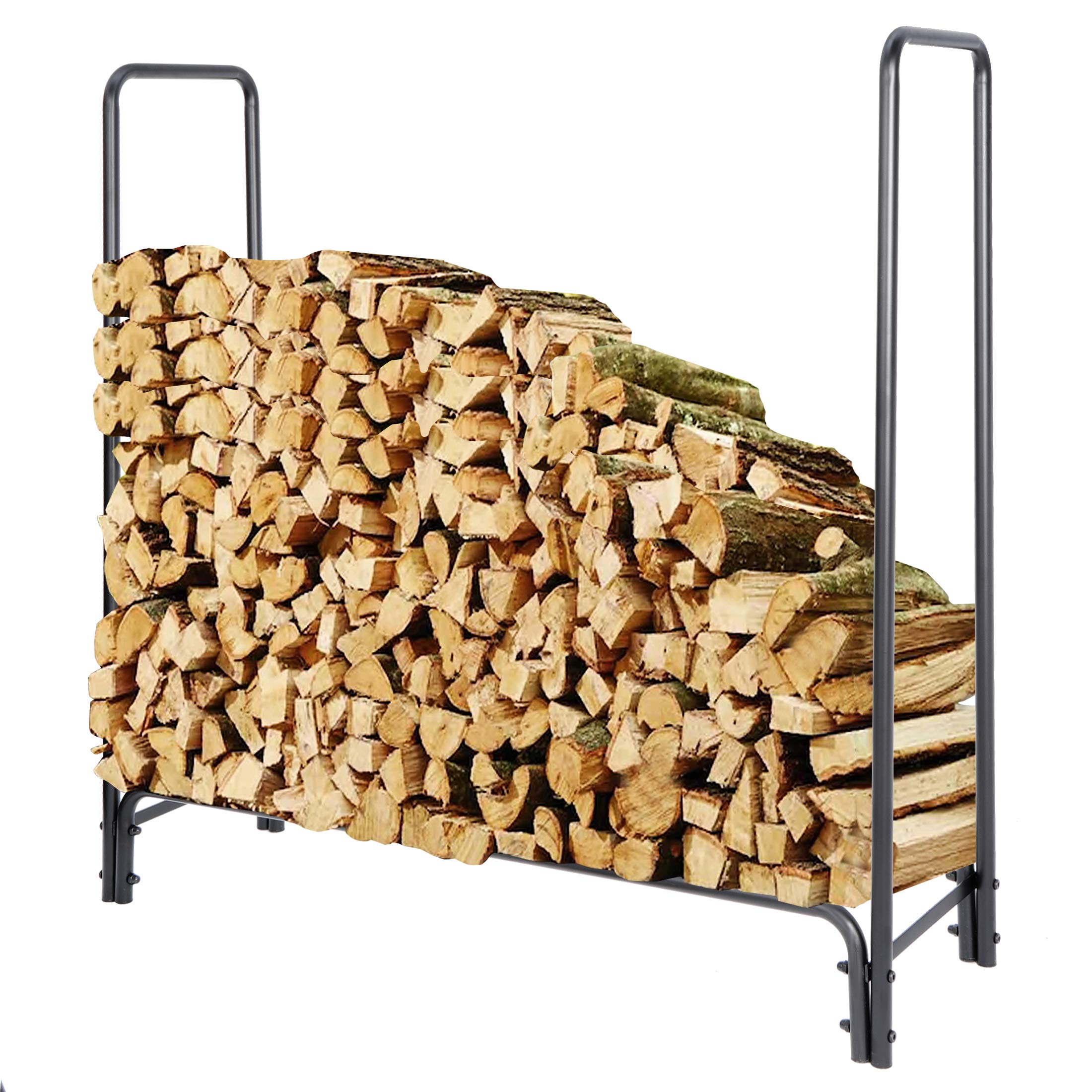 HomGarden 4ft Heavy Duty Firewood Log Rack - Indoor/Outdoor Wood Storage Holder for Fireplace, Fire Pits & Stoves - Perfect for Backyard, Patio & Camping Use