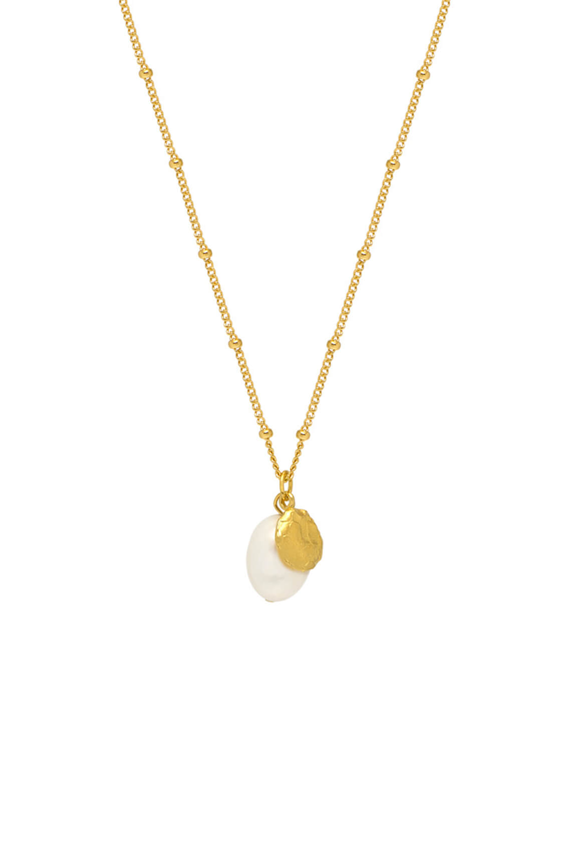 Double Charm Textured Coin & Baroque Pearl Necklace - Elegant Layered Jewelry for Women, Perfect for Date Night, Wedding, and Special Occasions