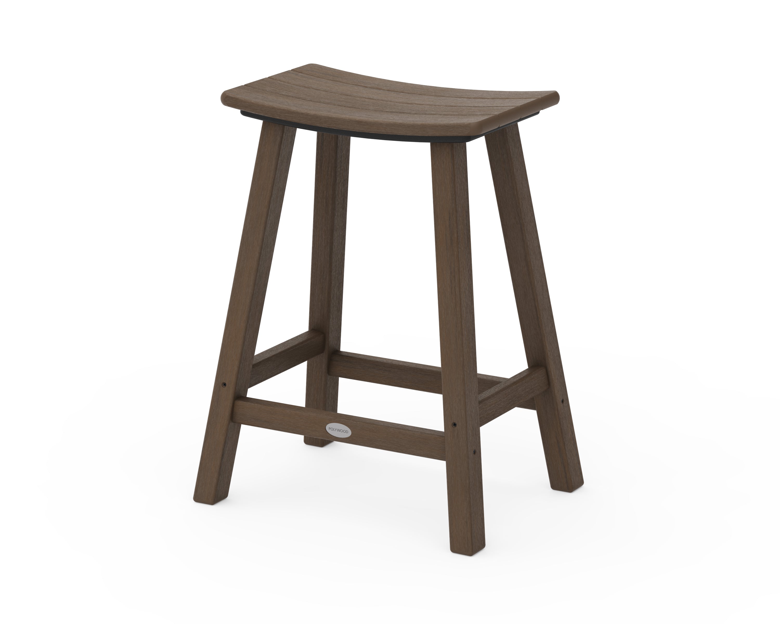 POLYWOOD Traditional 24-Inch Saddle Bar Stool - Durable Outdoor & Indoor Bar Stool for Patio, Deck, Kitchen Counter, and Home Bar Use