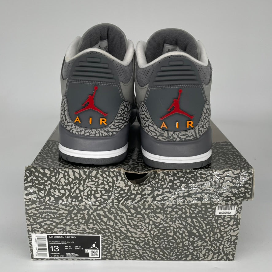 AIR JORDAN 3 RETRO COOL GREY MEN'S BASKETBALL SHOES SIZE 13 (CT8532-012) - Perfect for Streetwear, Sneaker Collecting & Casual Wear
