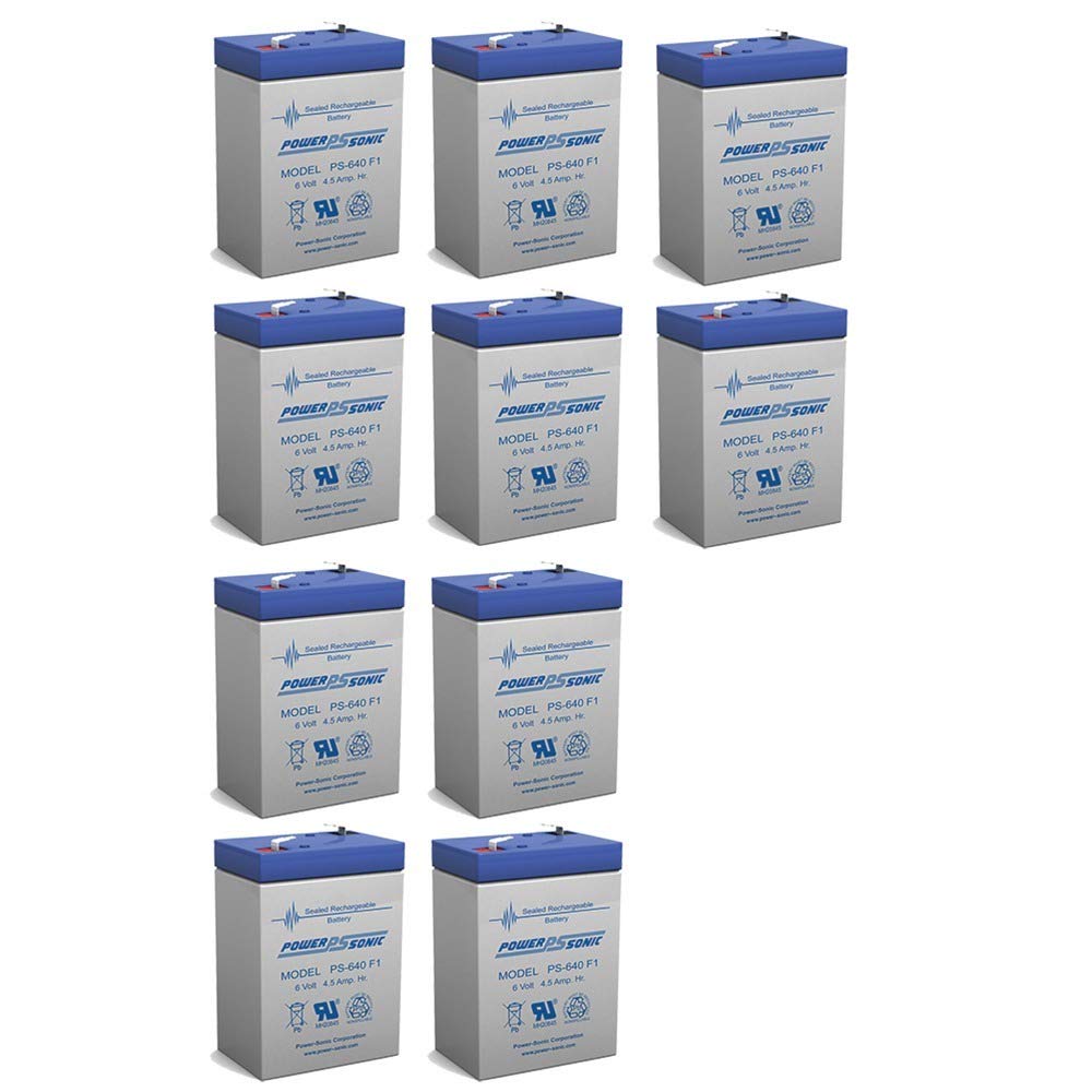 Power Sonic Battery Replacement SEALAKE FM640A 6V 4.5Ah Sealed Lead Acid Battery - 10 Pack for Emergency Lights, Security Systems & Backup Power