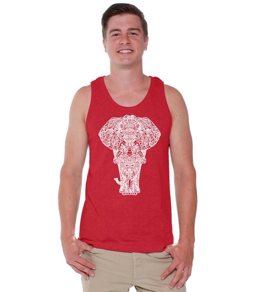 Awkwardstyles Men's Elephant Print Tank Top - Animal Lover Graphic Tee, Indian Aztec Style Muscle Shirt with Free Bookmark - Perfect for Summer Outfits, Beach Wear & Casual Street Style