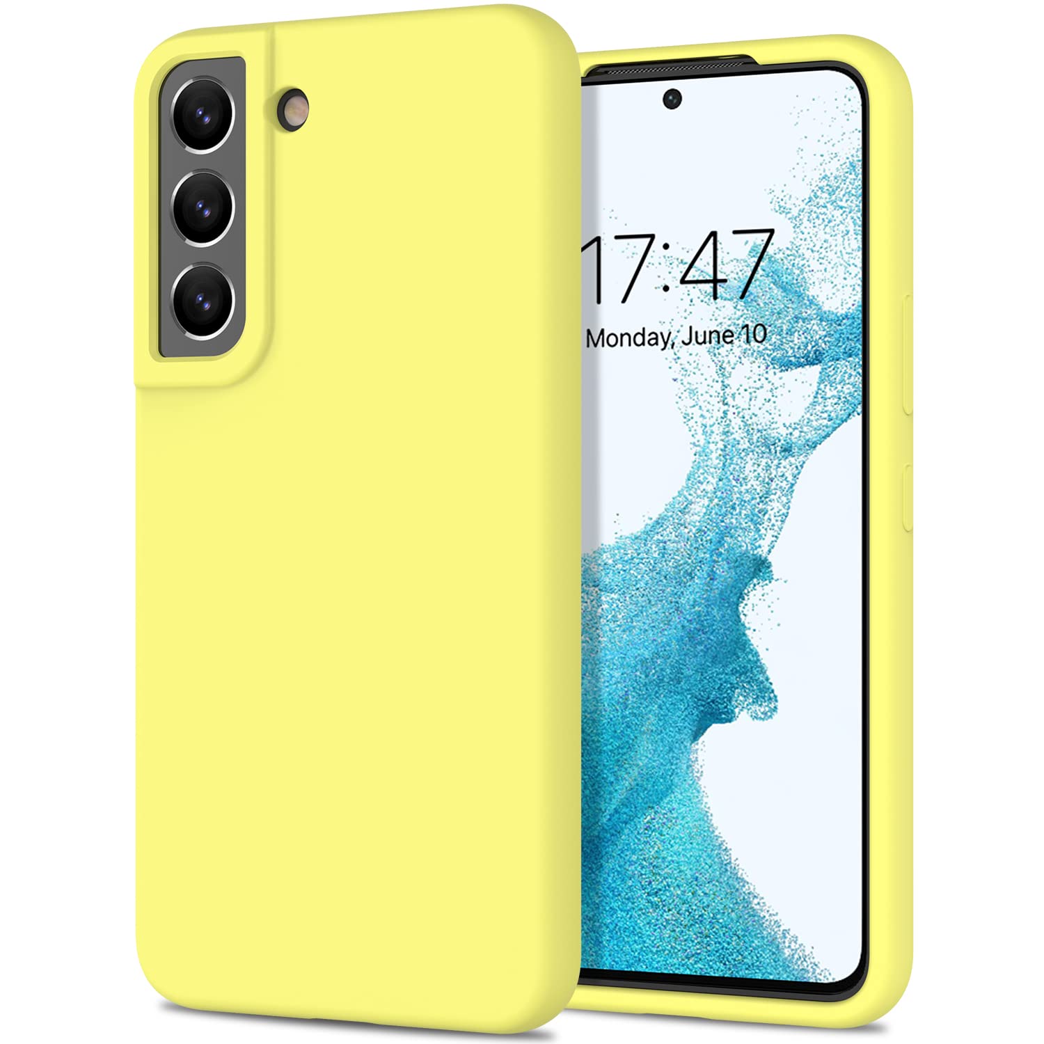 DEENAKIN Samsung Galaxy S22 Case - Soft Flexible Silicone Gel Rubber Bumper Cover, Slim Fit Full Body Shockproof Protective Phone Case (Bright Yellow) - Perfect for Everyday Use, Travel & Outdoor Activities