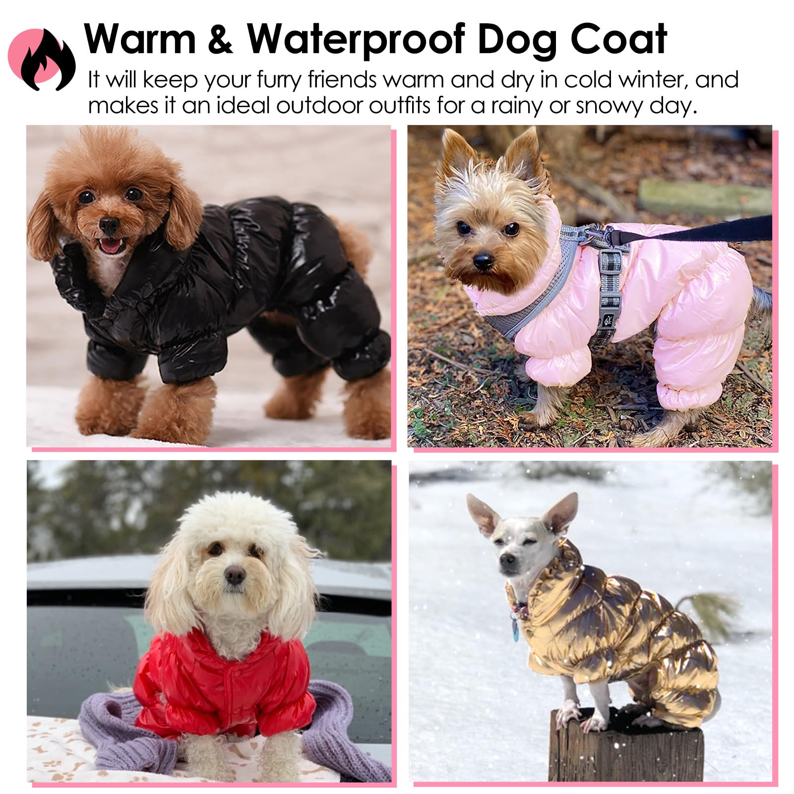 **AOFITEE Waterproof Winter Dog Coat - Full Body Snowsuit & Windproof Puffer Jacket for Small Dogs | Fleece-Lined Cold Weather Vest for Puppies (Red, Size L) - Perfect for Outdoor Walks, Snow Play & Winter Adventures**