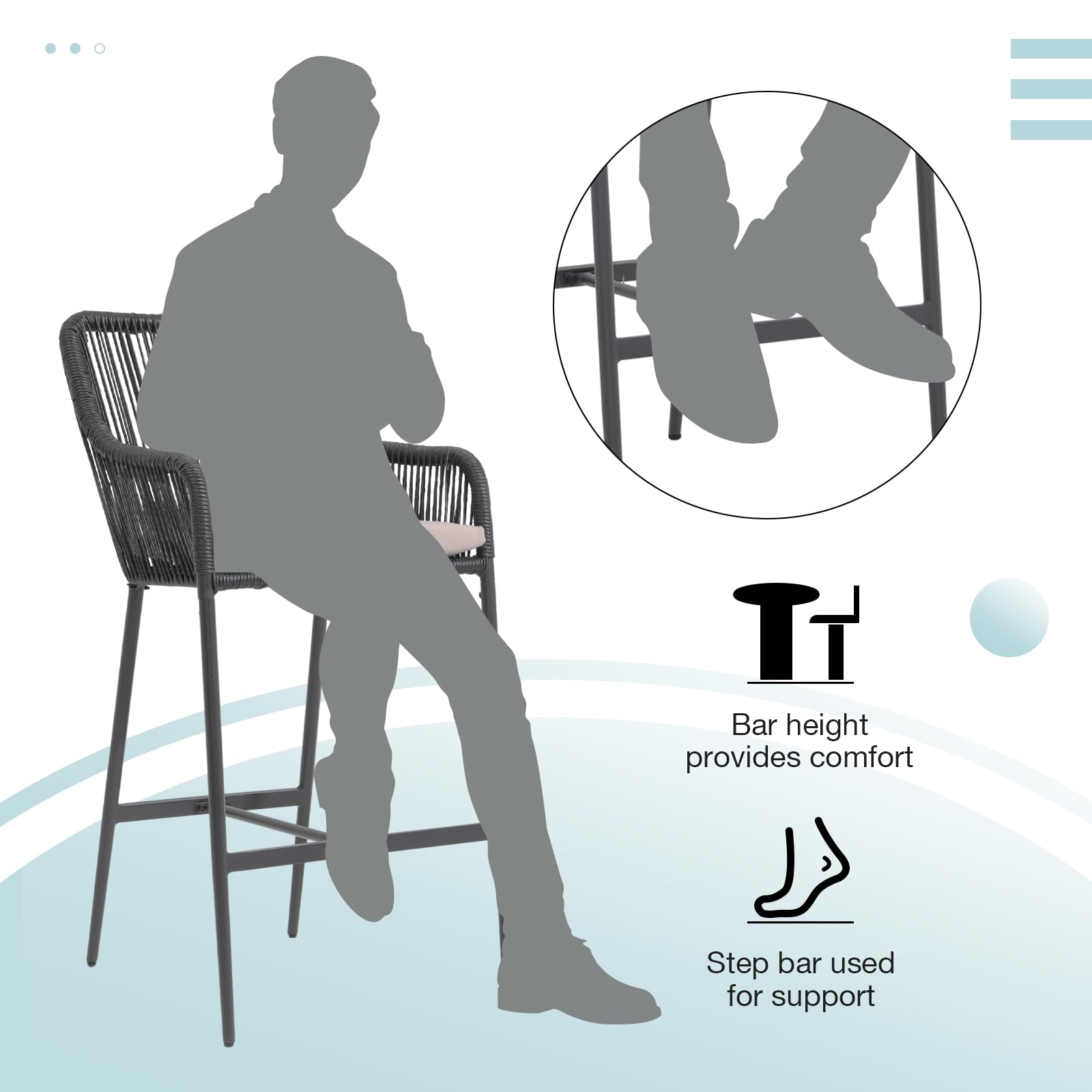 COBANA 2-Pack Outdoor Bar Stools - 36