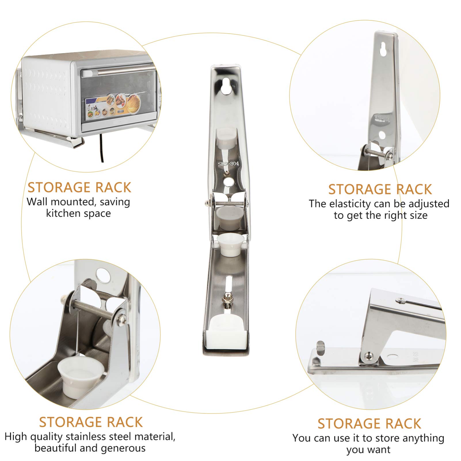 Uonlytech 2-Pack Stainless Steel Microwave Oven Rack - Foldable & Retractable Kitchen Shelf, Heavy Duty Oven Holder & Storage Bracket for Microwave, Countertop & Cabinet Organization - Perfect for Small Kitchens & Space Saving Solutions