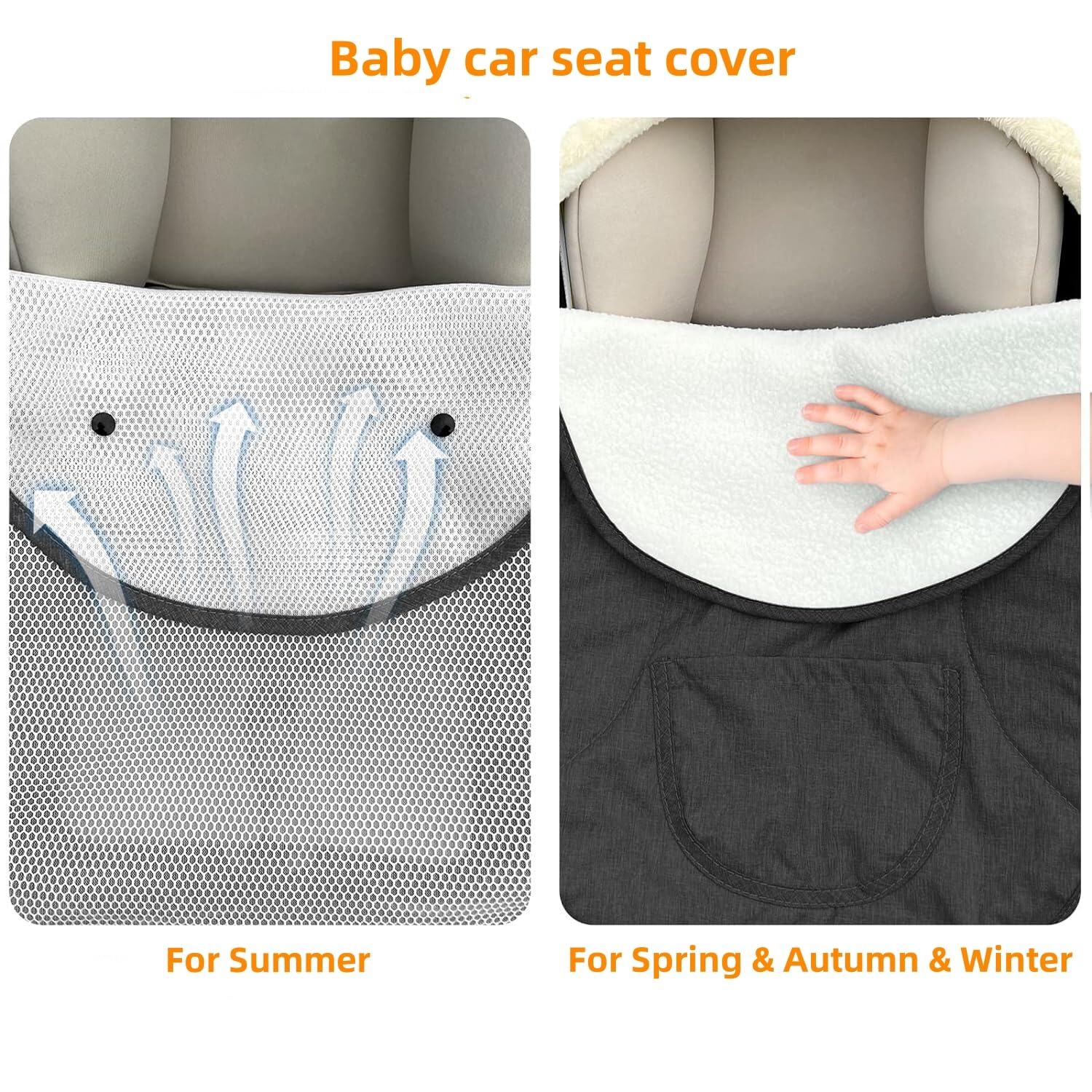 **Winter Baby Car Seat Cover - Universal 2-in-1 Infant Car Seat Protector for Boys & Girls - Soft & Warm All-Season Car Seat Liner - Perfect for Strollers, Shopping, and Travel**