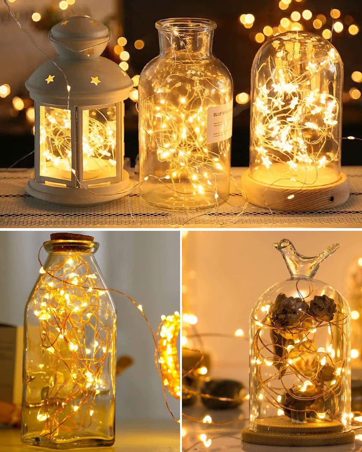 10 Pack Battery Fairy Lights 2.4M 24 LED Warm White String Lights - Waterproof Copper Wire LED Lights for Wedding, Party, Home Decor | Indoor & Outdoor Use - Perfect for Christmas, Valentine's Day & Garden Lighting