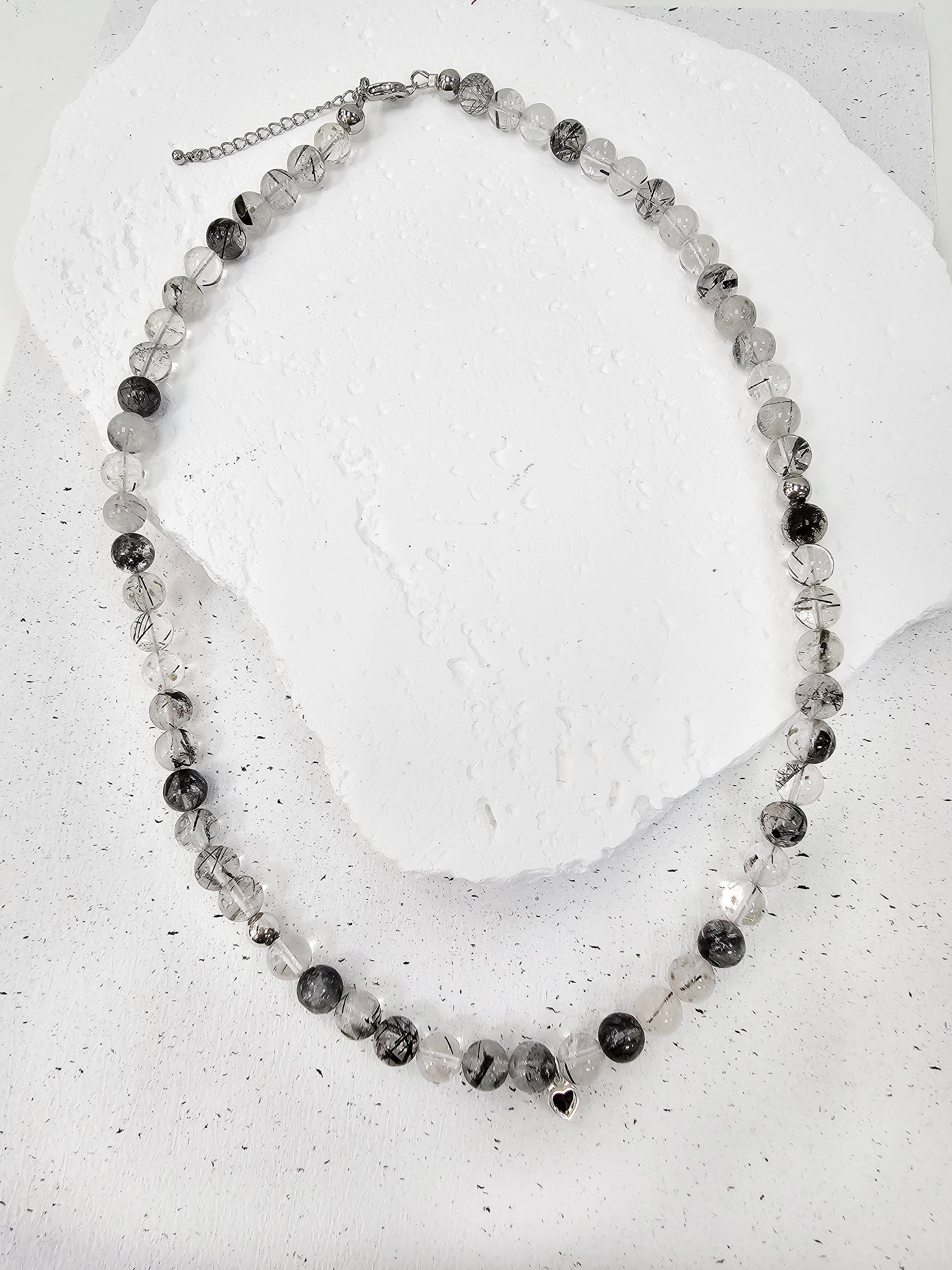 Black Rutilated Quartz Men's Necklace - Handmade Spiritual Jewelry for Men, Healing Crystal Pendant with Chain - Perfect for Meditation, Gifts & Everyday Wear
