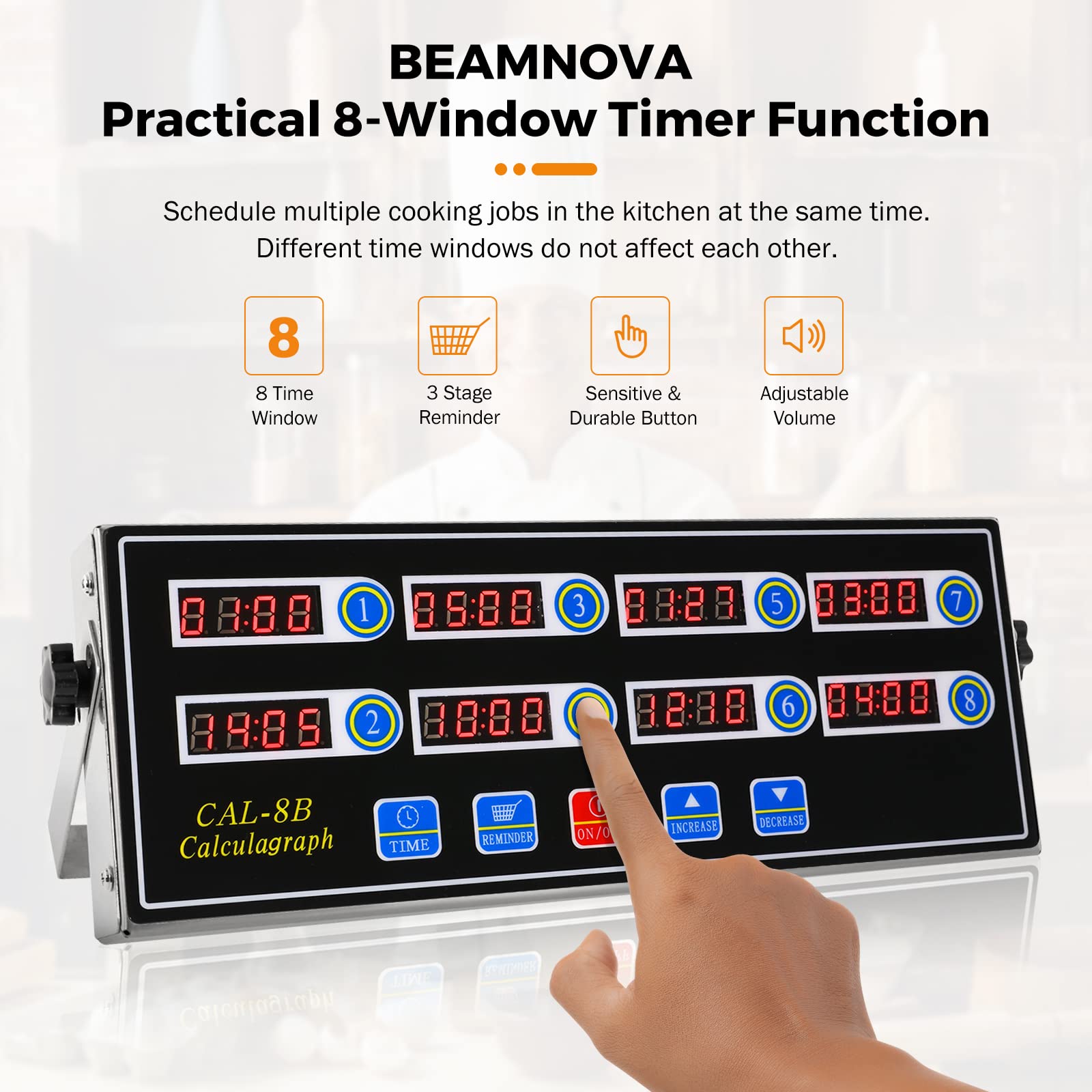 BEAMNOVA 8 Channel + 4 Channel + 6 Channel Digital Kitchen Timer Bundle - Commercial Restaurant Fryer Timer with Multiple Displays for Cooking, Baking & Food Service