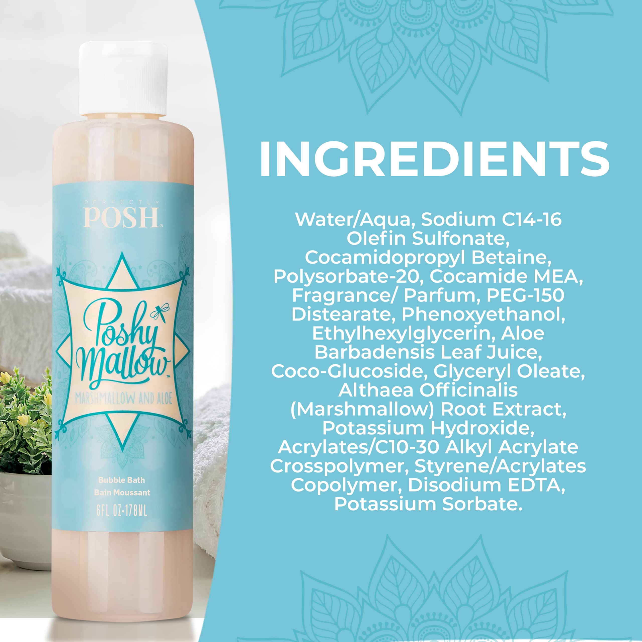 Poshymallow Bubble Bath by Perfectly Posh | Luxurious Foaming Bath for Relaxation & Self-Care | Perfect for Spa Nights, Stress Relief & Gift Giving
