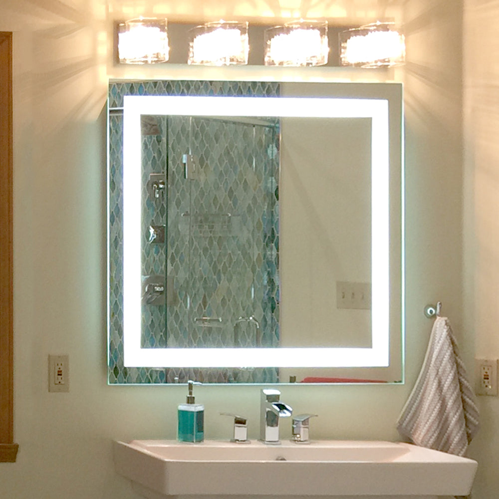 32x32 Inch LED Vanity Mirror with Front Lighting - Makeup Mirror with Adjustable Brightness for Bathroom, Dressing Room & Bedroom