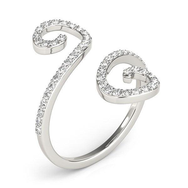 14K White Gold Diamond Open Flourish Style Ring (1/2 CTTW) - Elegant Wedding Band, Anniversary Gift for Her, Perfect for Special Occasions & Everyday Wear